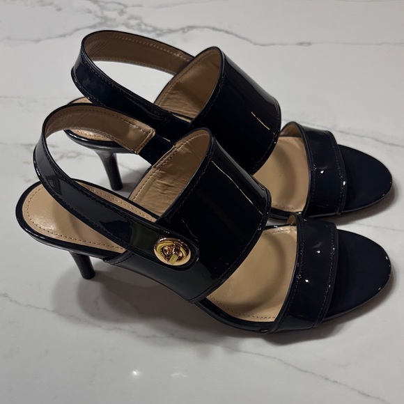 Coach Glossy Dark Blue/navy Heels with Gold Accent - Picture 3 of 16